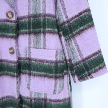 Mystree Plaid Mohair Midi Overcoat NWT Lavender Long Sleeve Women's M