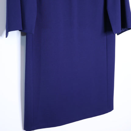 LAFAYETTE 148 Navy Blue Cape Dress Short Sleeve Round Neck Women's LP