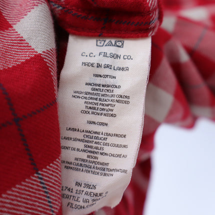 Filson Alaskan Flannel Shirt Red Cream Plaid Button Up Shirt Men's XL