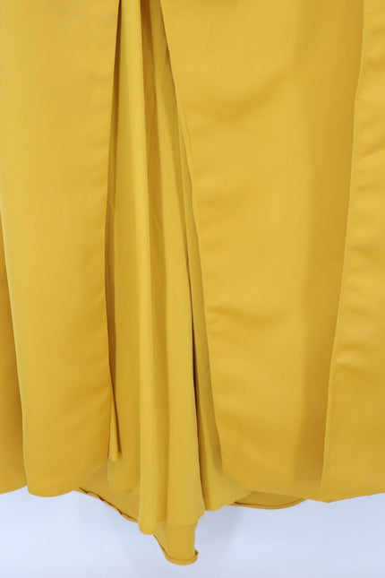 TERANI COUTURE Matte Satin Long Column Dress NWT Gold Harvest Women's 14