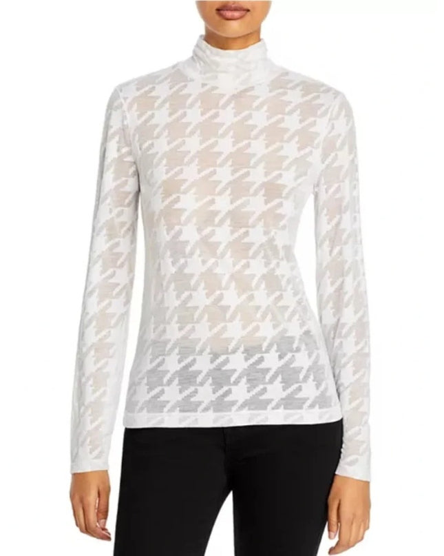 Rag & Bone Valencia Houndstooth Knit Top NWT White Burnout Turtleneck Women's L