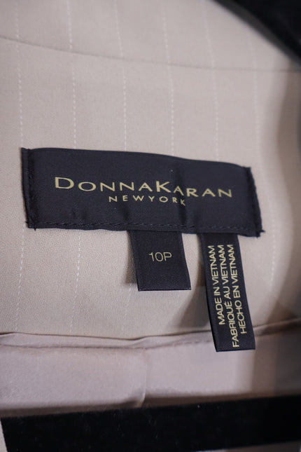 DONNA KARAN NWT Pinstripe Double Breasted Vest Cobblestone Cream Women's 10P