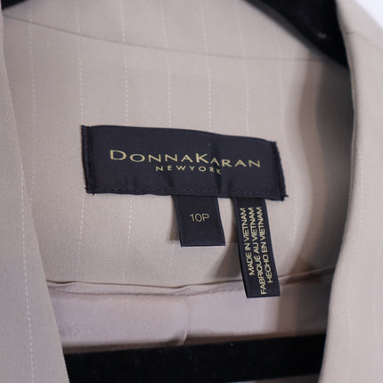 DONNA KARAN NWT Pinstripe Double Breasted Vest Cobblestone Cream Women's 10P