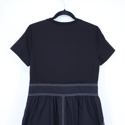 Elliott Lauren Knit Woven Combo Dress Black Contrast Stitch Midi Women's XS