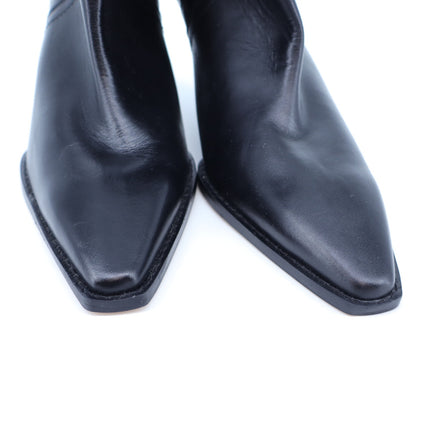 Zara Leather Cowboy Boots Black Heeled Pointed Toe Women's 40/US 9