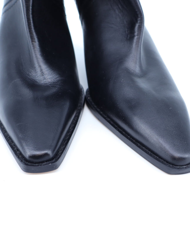 Zara Leather Cowboy Boots Black Heeled Pointed Toe Women's 40/US 9