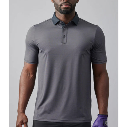 Asher Jib Stripe Golf Polo Shirt Onyx Short Sleeve Performance Active Men's XL