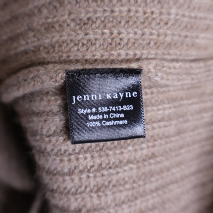 JENNI KAYNE Stone 100% Cashmere Half Zip Pullover Sweater Undyed Women's M