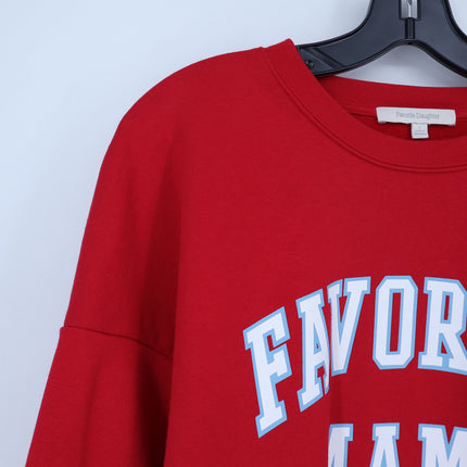 Favorite Daughter Cropped Favorite Mama Sweatshirt Cherry White Women's L