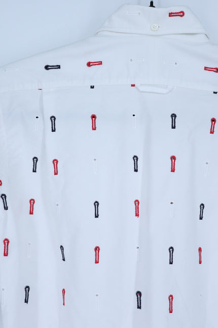 THOM BROWNE Embroidered Button Down Shirt White Long Sleeve Women's 1/US S