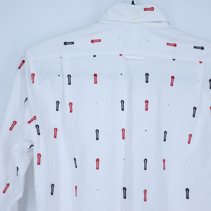 THOM BROWNE Embroidered Button Down Shirt White Long Sleeve Women's 1/US S