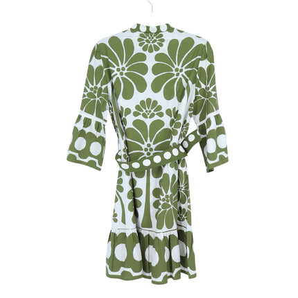 Farm Rio Palermo Belted Mini Dress Green NWT Printed Half Sleeve Women's L