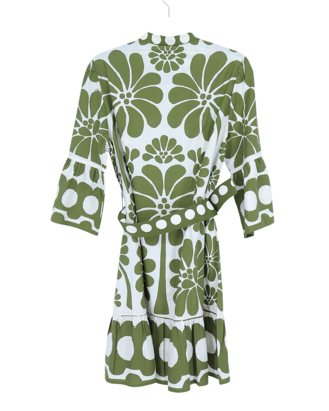 Farm Rio Palermo Belted Mini Dress Green NWT Printed Half Sleeve Women's L