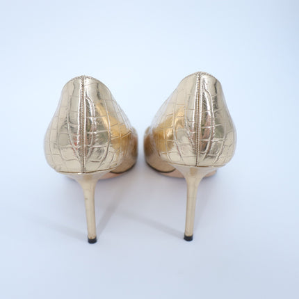 JIMMY CHOO Romy 85 Snake Embossed Pumps Champagne Metallic Women's 38.5/US 8.5