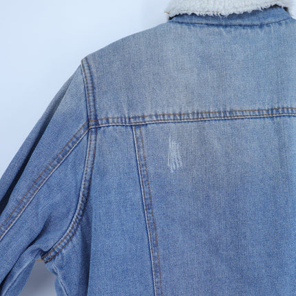 Jade & Ivory Sherpa Denim Jacket Blue Hannah Wash NWT Trucker Women's M