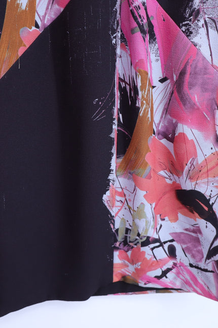 BLACK HALO Judy Floral Sheath Dress Black and Pink V Neck Ponte Knit Women's 10