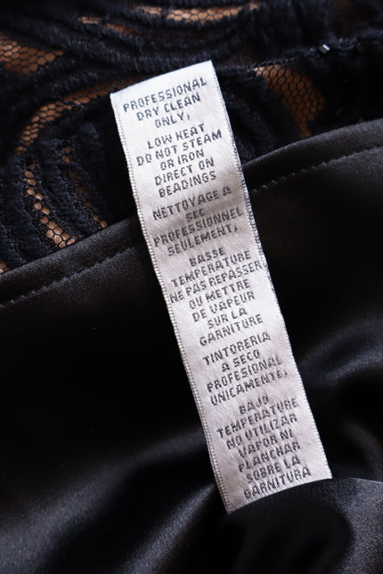 BADGLEY MISCHKA Lace Overlay Cocktail Dress Black V Neck Knee Length Women's 0