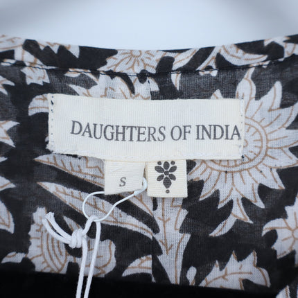 Daughters of India Kyra Maxi Dress Pepper Black NWT Jaal Block Print Women's S