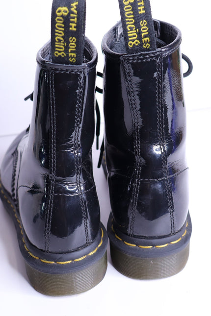 DR. MARTENS 1460 Patent Leather Combat Boots Black Lace Up Women's 7
