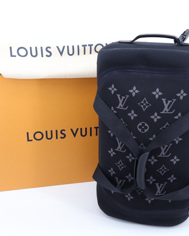 Louis Vuitton Horizon Soft Duffle 55 Black Jacquard Monogram Rolling Travel Bag