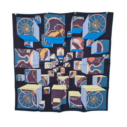 Hermes NWOT Springs Spring Silk Scarf Luxury Satin Rolled Trim 3D 90cm