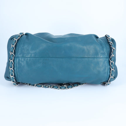Chanel Sharpei Teal Lambskin Leather Medium Tote Bag Interweave Chain
