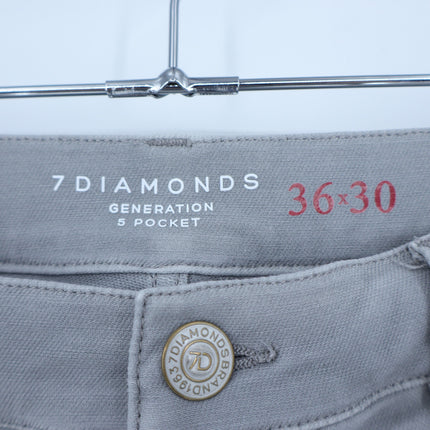 7Diamonds Generation 5-Pocket Pants Grey Slim Straight Cotton Men's 36X30