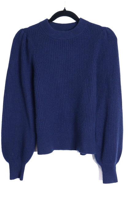 J. CREW 100% Cashmere Puff Sleeve Sweater Navy Blue Mock Neck Women's XS