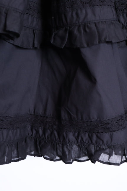 JOSLIN NEW Celia Trapeze Shirt Dress Black Organic Cotton Ruffled Lace Women's 2