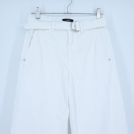 Seventy Venezia Cotton Bull Denim Pants White Belted Wide Leg Women's 36/US 2