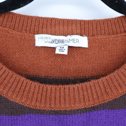 Daydreamer Sahara Stripe Pullover Sweater Purple Brown Long Sleeve Women's M