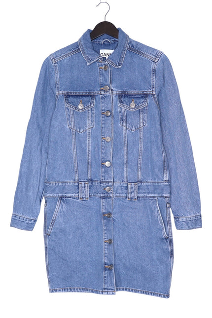 GANNI Washed Denim Long Sleeve Mini Dress Indigo Long Sleeve Women's 36/ US 4