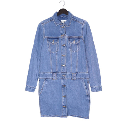 GANNI Washed Denim Long Sleeve Mini Dress Indigo Long Sleeve Women's 36/ US 4