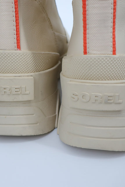 SOREL Brex Leather Lace Up Boot Bleached Ceramic Orange Waterproof Women's 9