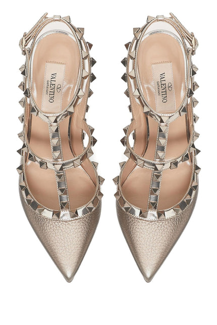 VALENTINO GARAVANI Rockstud Metallic Pumps Iron Ankle Strap Women's 41.5/US 11.5
