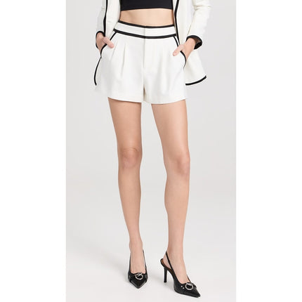 Alice + Olivia Esta Pleated Short White High Rise Contrast Trim Casual Women's 4