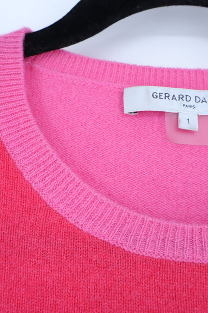 GERARD DAREL Jessie Colorblock Sweater Cashmere Pullover Pink Red Women's 1/US S