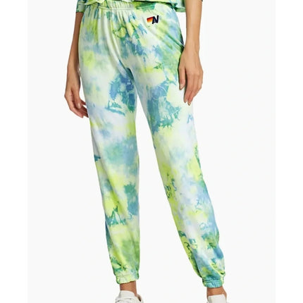 Aviator Nation Tie Dye Jogger Sweatpants Blue and Yellow Pull On Women's S