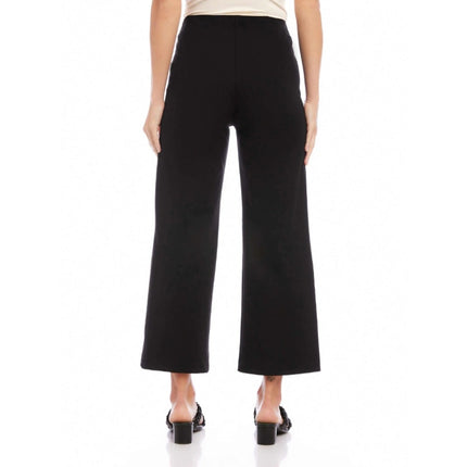 Fifteen Twenty Wide Leg Cropped Pants Black Pull On Stretch Twill Women's S
