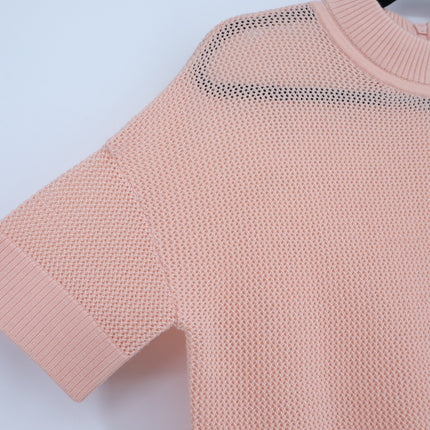 Akris Punto Cutout Neck Wool Knit Sweater Light Peach Short Sleeve Women's 4