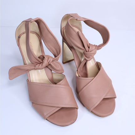 MARION PARKE Leah Heeled Sandals Blush Nappa Leather Ankle Tie Women's 36/US 6