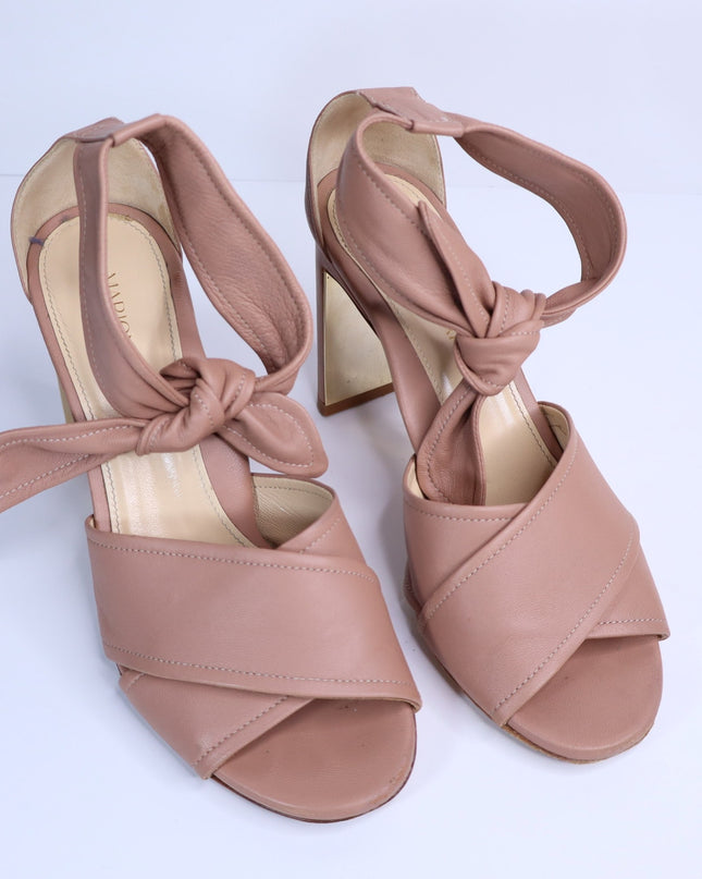 MARION PARKE Leah Heeled Sandals Blush Nappa Leather Ankle Tie Women's 36/US 6