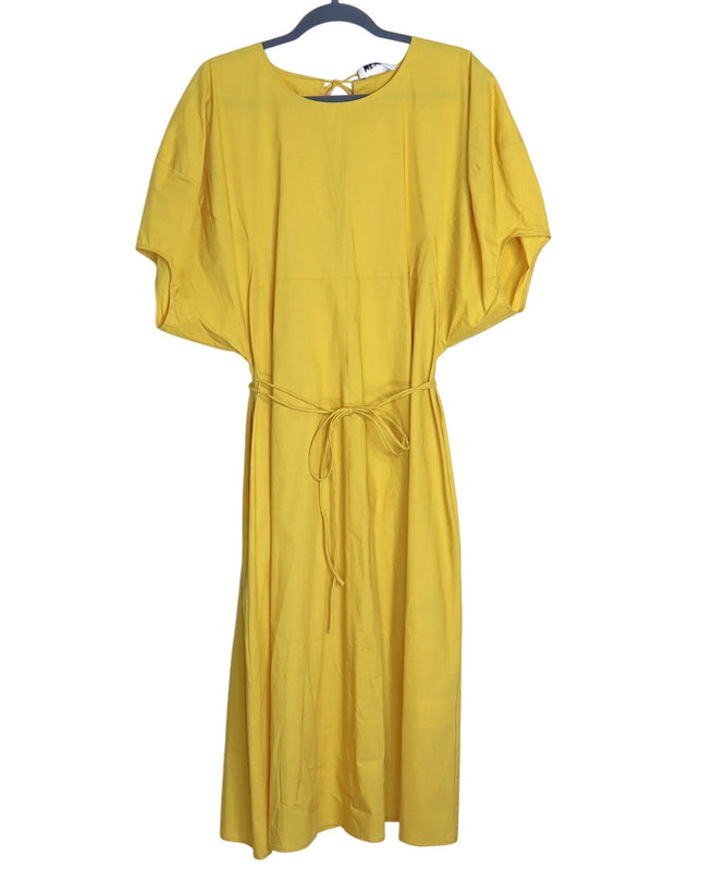MEIMEIJ NWT Waist Tie Midi Dress Mustard Yellow Back Tie Women's 44/US 10