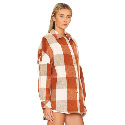 Steve Madden Bonnie Shacket Mocha Bisque Buffalo Fringe Back Women's L