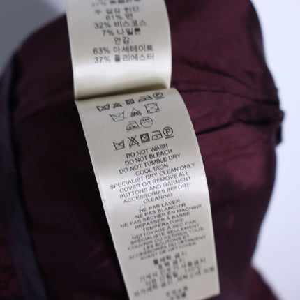 BURBERRY Lace Overlay Pencil Skirt Burgundy Knee Length Lined Women's 10