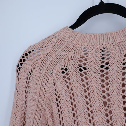 Rag & Bone Adrienne Crewneck Sweater Rose Dust Open Stitch Pullover Women's XS