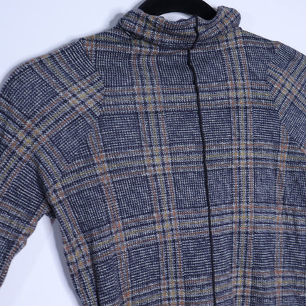 Rag & Bone Shaw Plaid Turtleneck Top Black Multi Long Sleeve Women's S