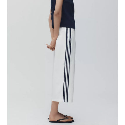 Maeve Gaucho Pants White Side Stripe NWT Cropped Wide Leg High Rise Women's 4