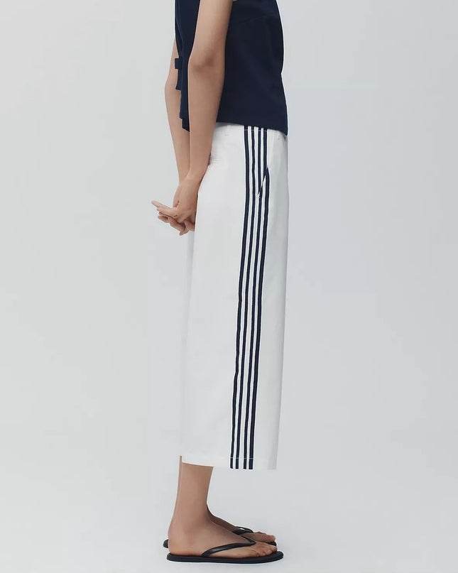 Maeve Gaucho Pants White Side Stripe NWT Cropped Wide Leg High Rise Women's 4