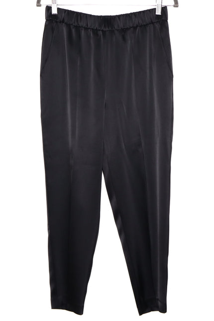 ESCADA High Waist Satin Pull On Trousers Taper Leg Ankle Black Women's 38 US 8